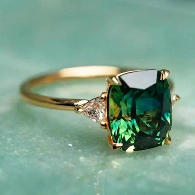 Gold Ring with Square Emerald