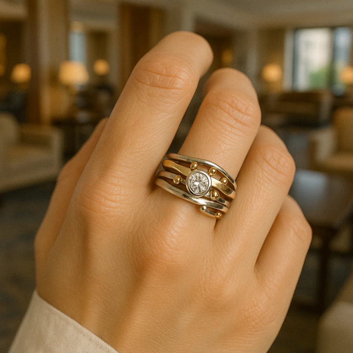 Vintage Royal Ring with Embedded Zirconia