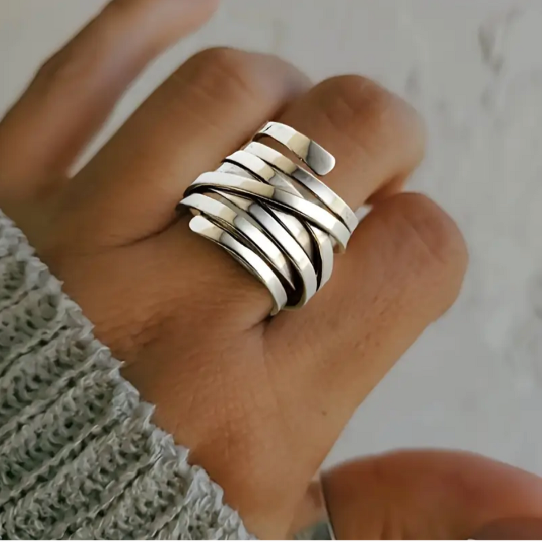 Layered Bliss Vintage Silver Ring