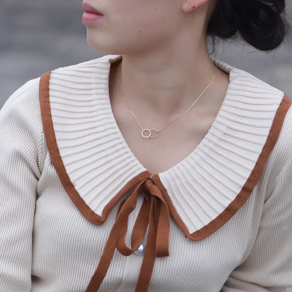 Round Cubic Zirconia Gold Necklace 18K