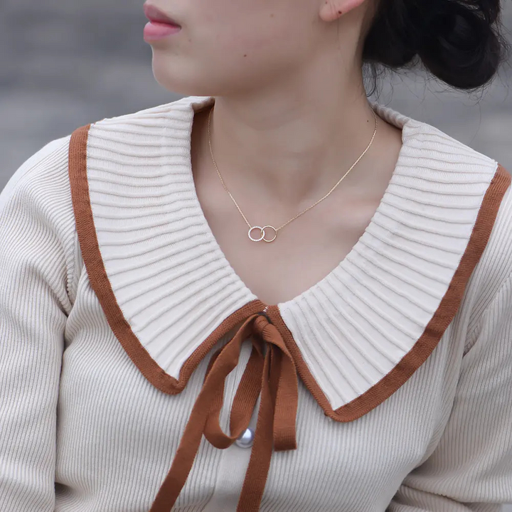 Round Cubic Zirconia Gold Necklace 18K