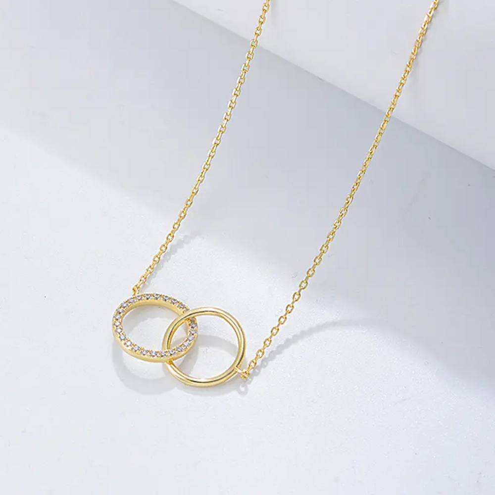 Round Cubic Zirconia Gold Necklace 18K