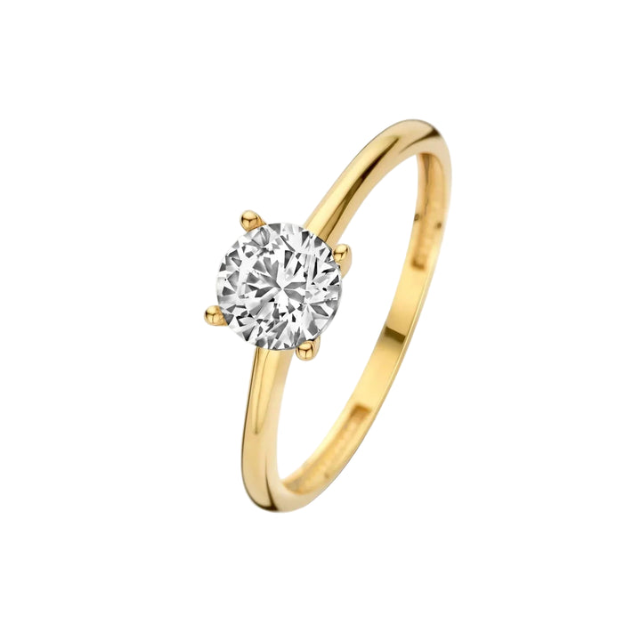 Brilliant Zirconia Solitaire Gold Ring
