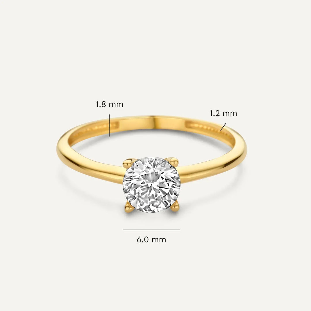 Brilliant Zirconia Solitaire Gold Ring
