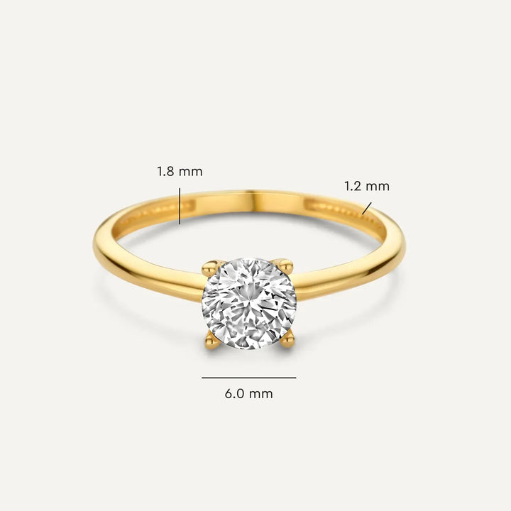 Brilliant Zirconia Solitaire Gold Ring