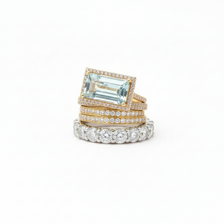 Golden Heart Silver Ring