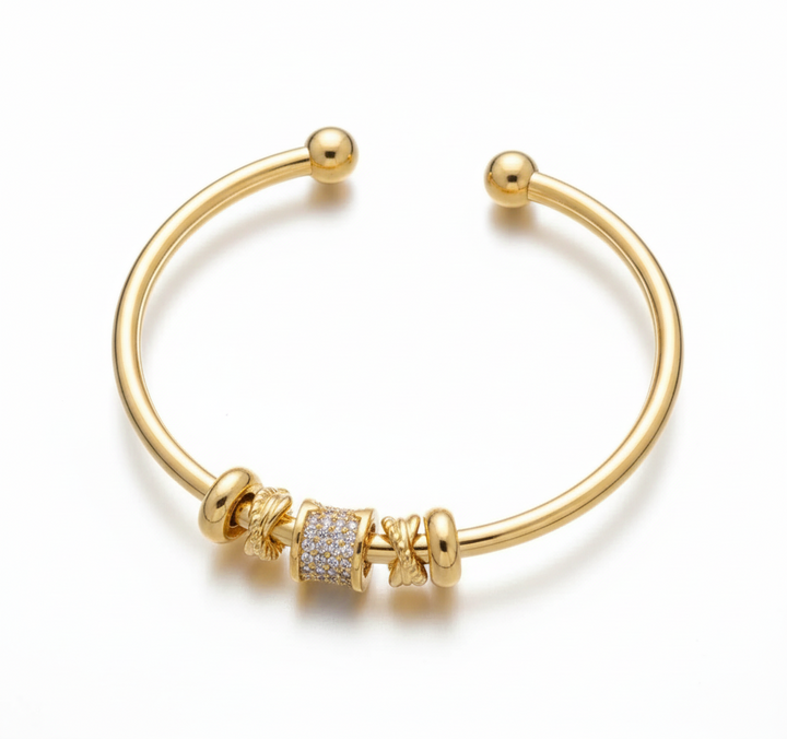 Adjustable Bracelet with Gold Charms