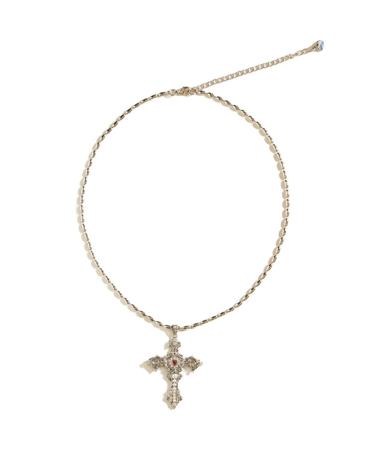Aphrodite Cross Silver Necklace