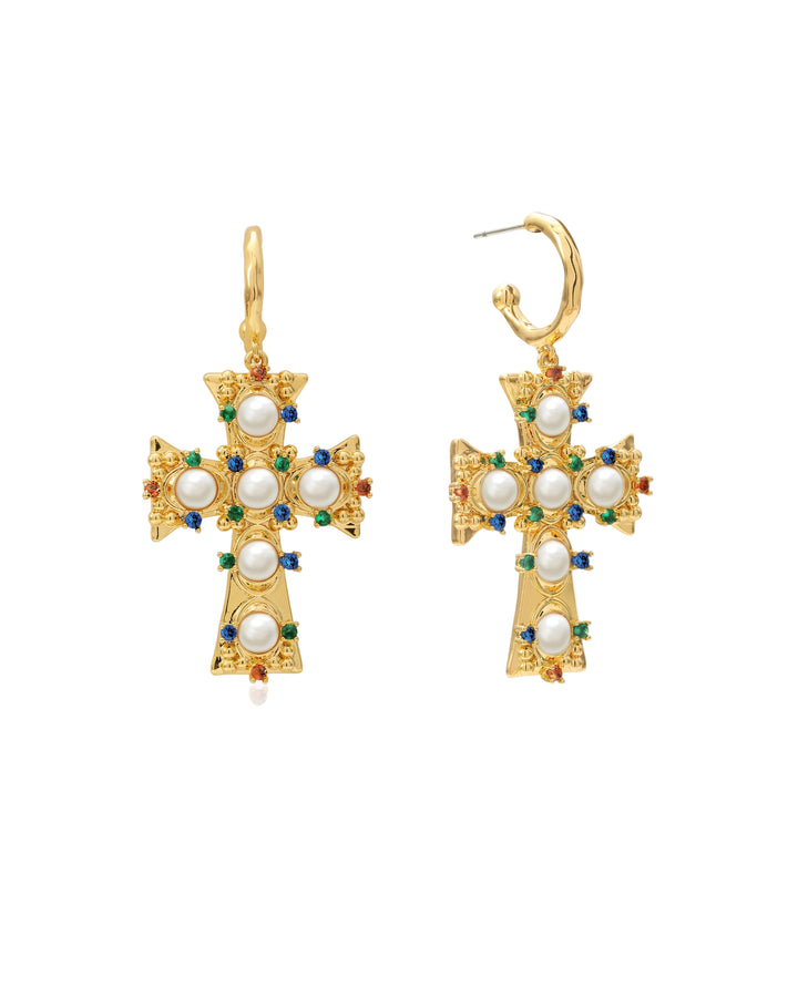 Helius Lover Pearl Cross Earrings
