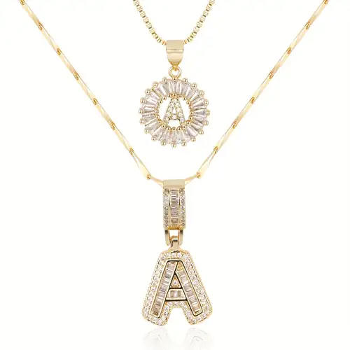 Gold Initial Necklace with Moissanite