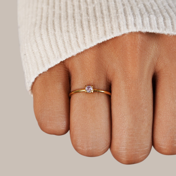 Personalized Gold Ring with Birthstone