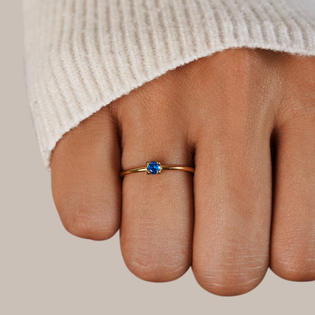 Personalized Gold Ring with Birthstone