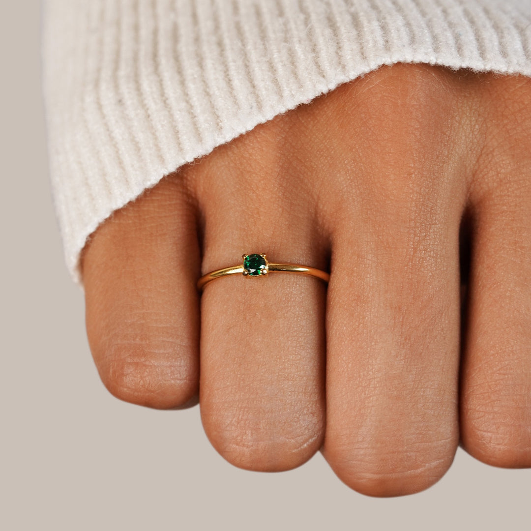 Personalized Gold Ring with Birthstone