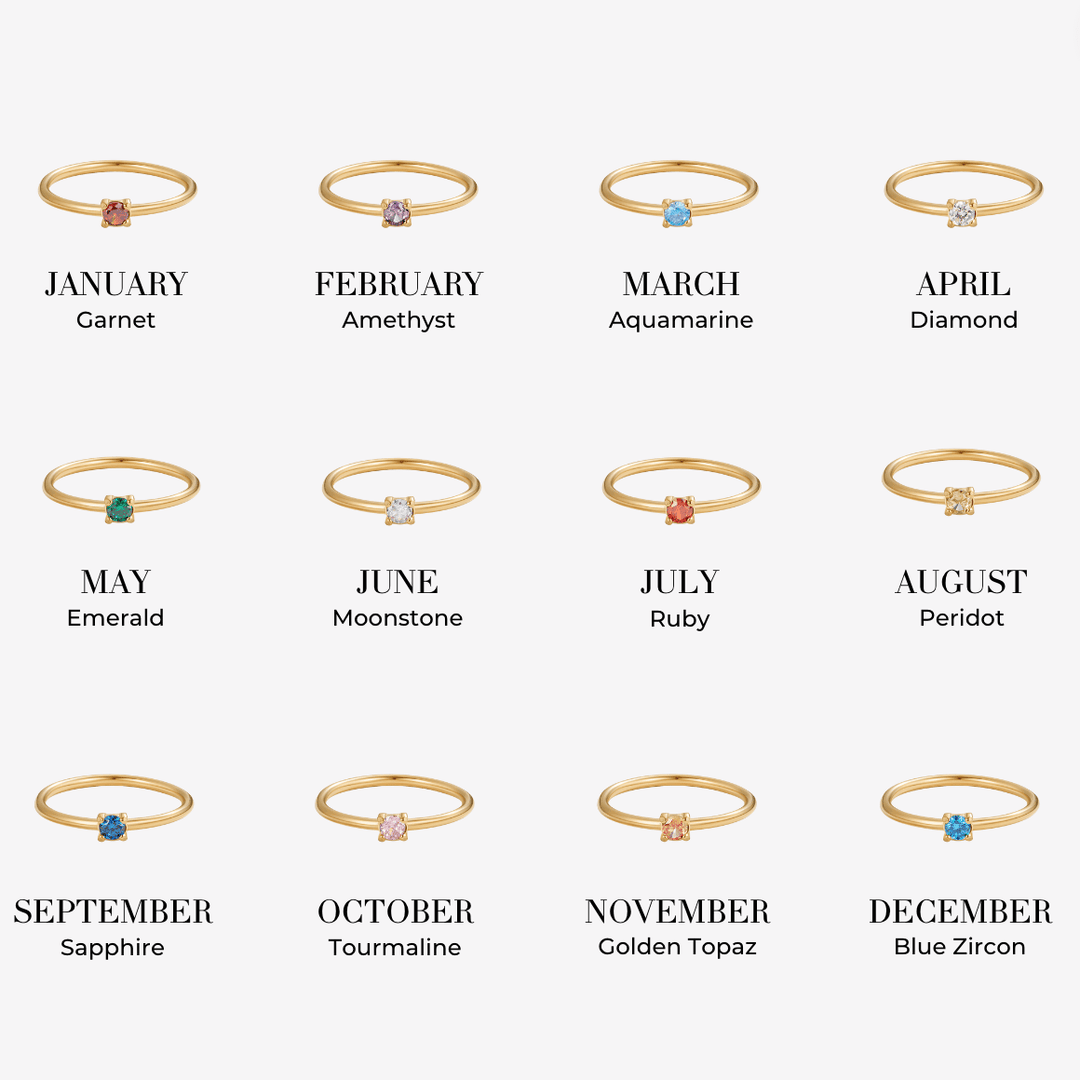 Personalized Gold Ring with Birthstone