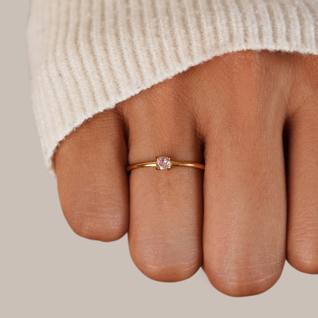 Personalized Gold Ring with Birthstone
