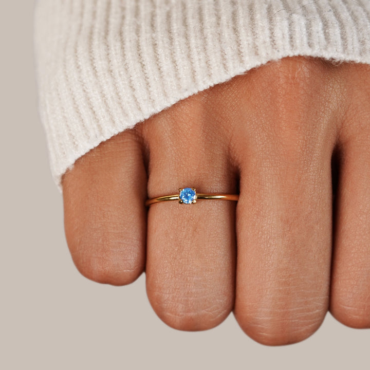 Personalized Gold Ring with Birthstone