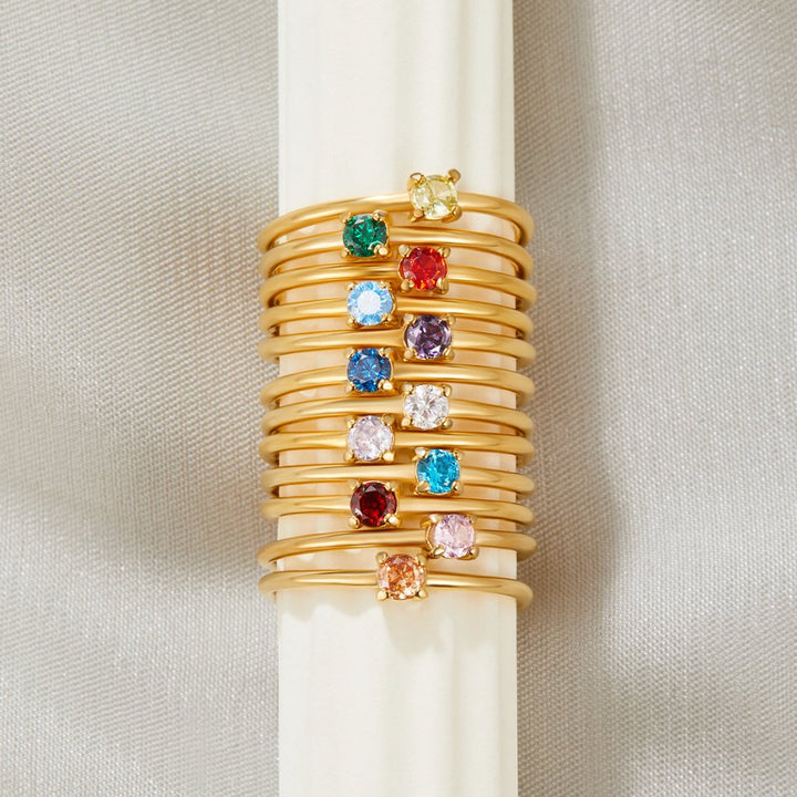 Personalized Gold Ring with Birthstone