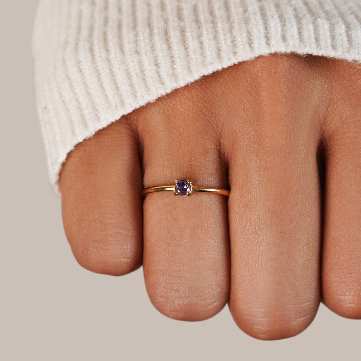 Personalized Gold Ring with Birthstone