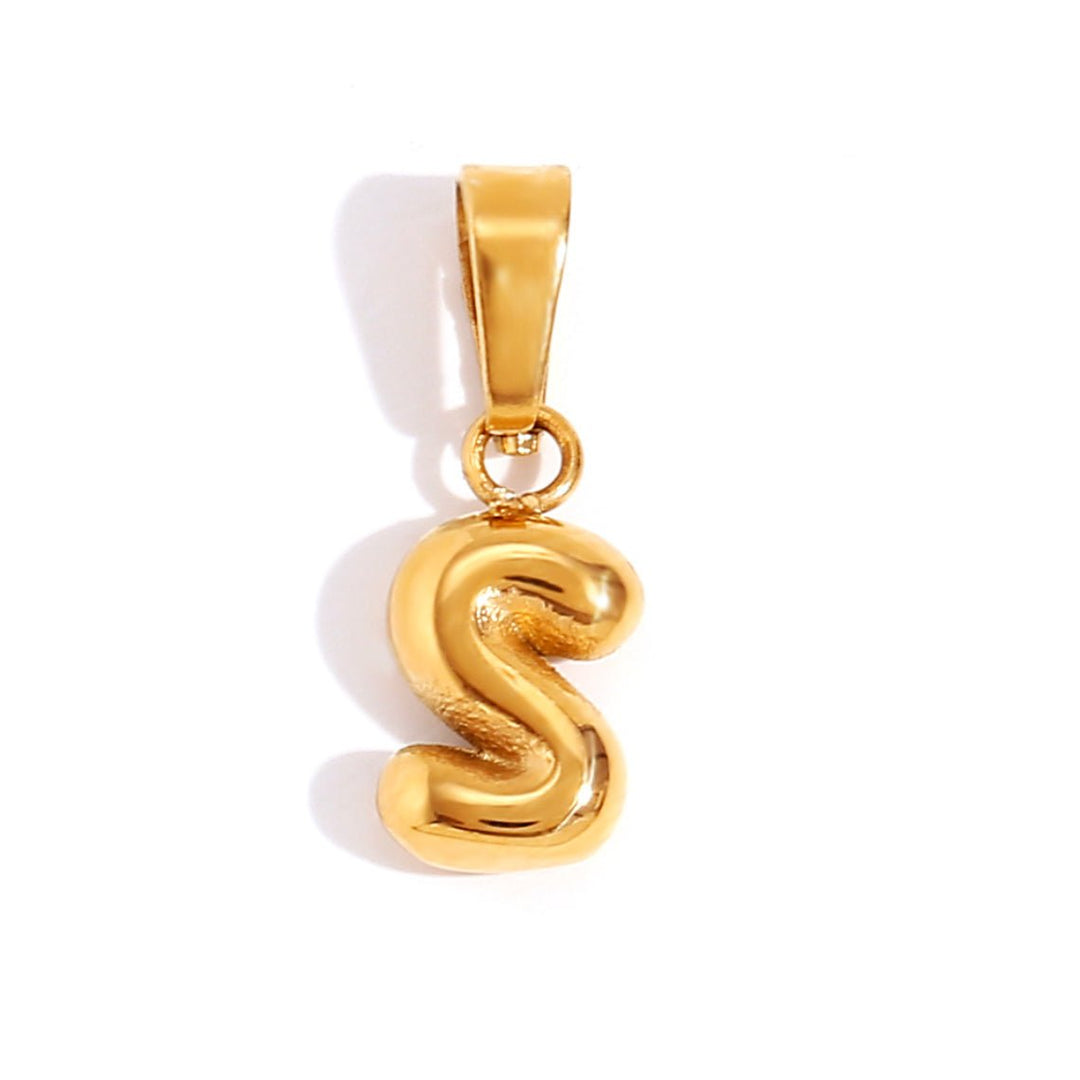 Personalized Bubble Letter Gold Necklace