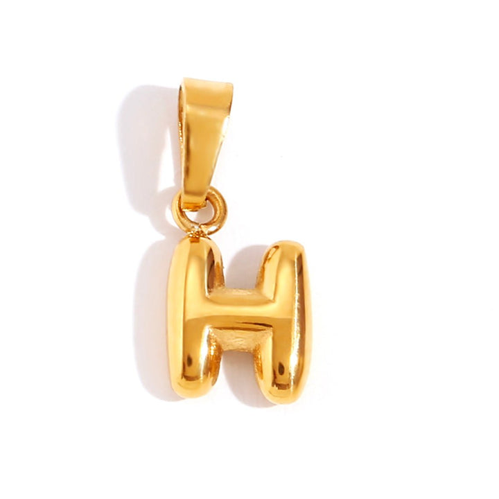 Personalized Bubble Letter Gold Necklace