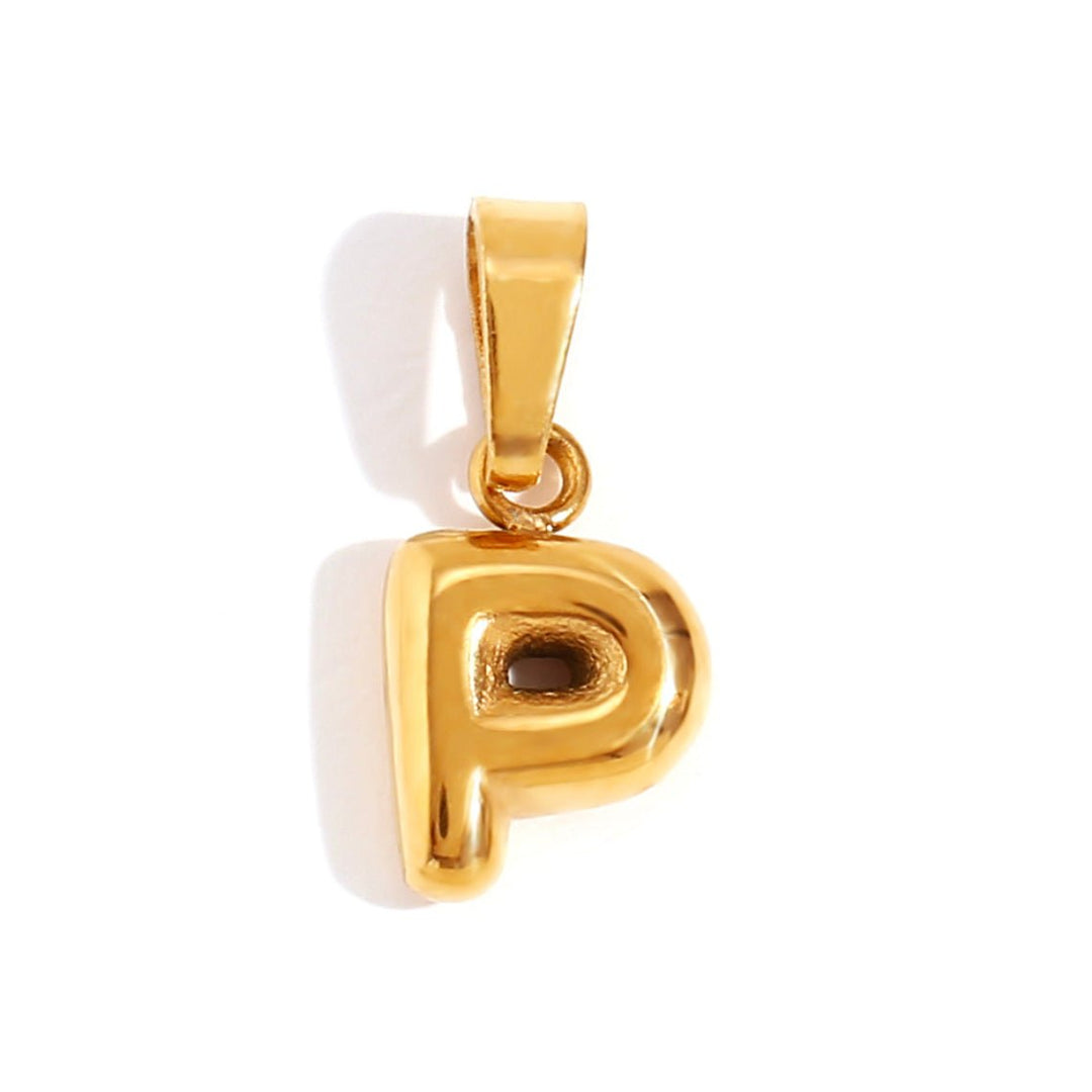 Personalized Bubble Letter Gold Necklace