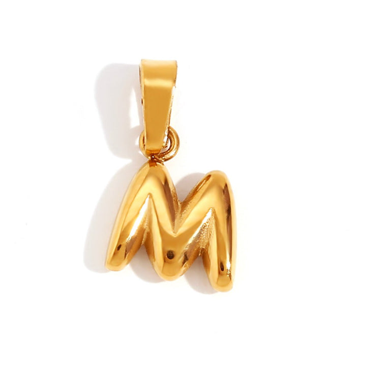 Personalized Bubble Letter Gold Necklace