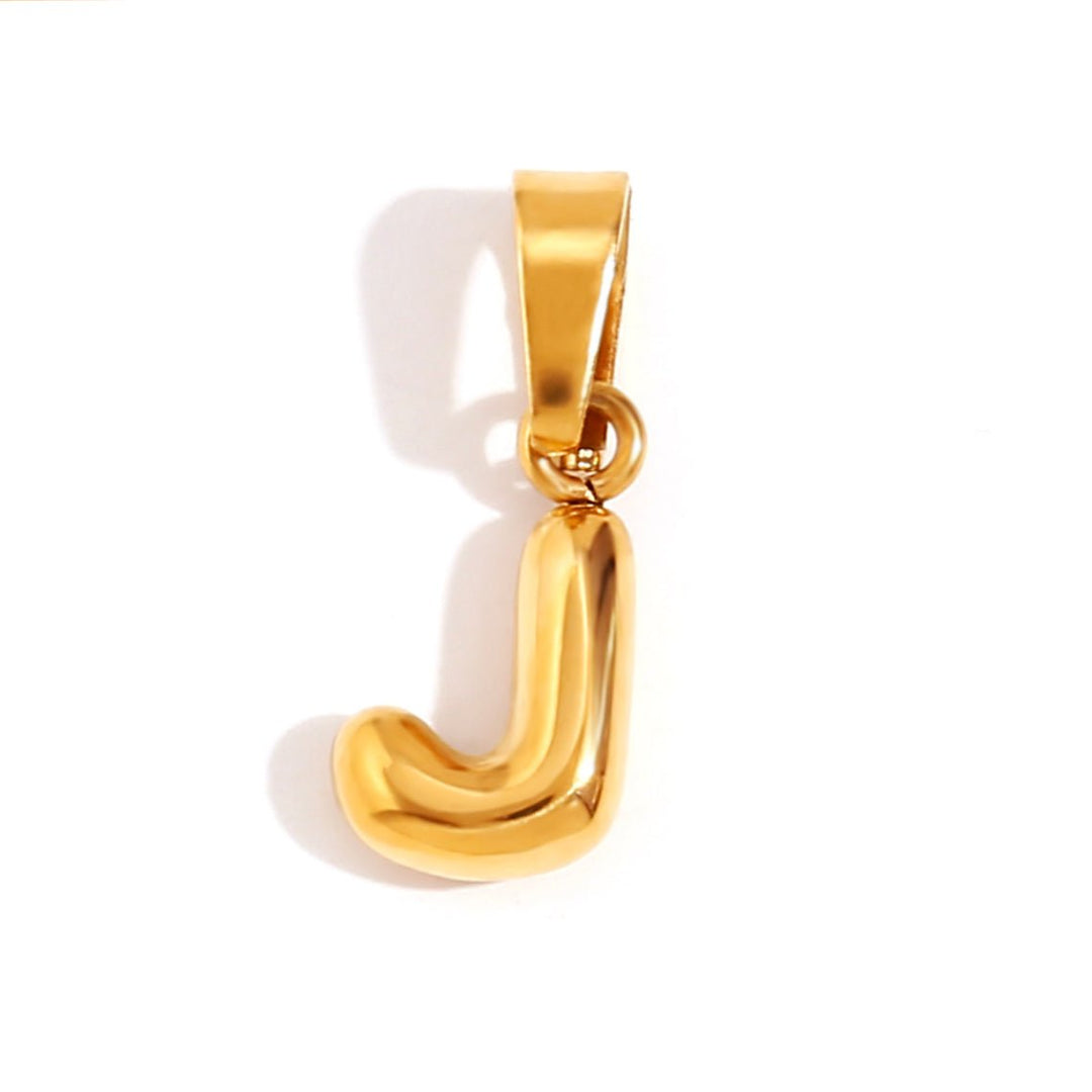 Personalized Bubble Letter Gold Necklace