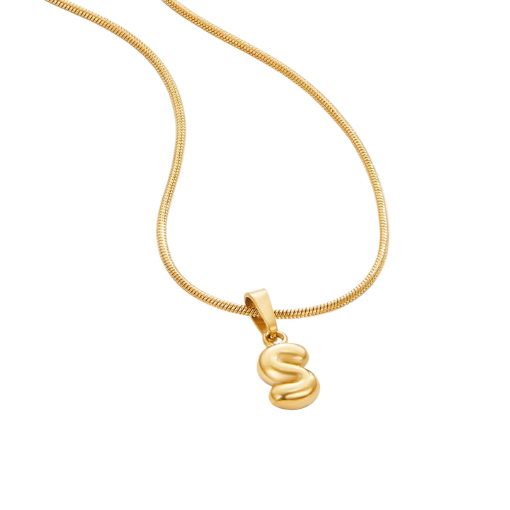 Personalized Bubble Letter Gold Necklace