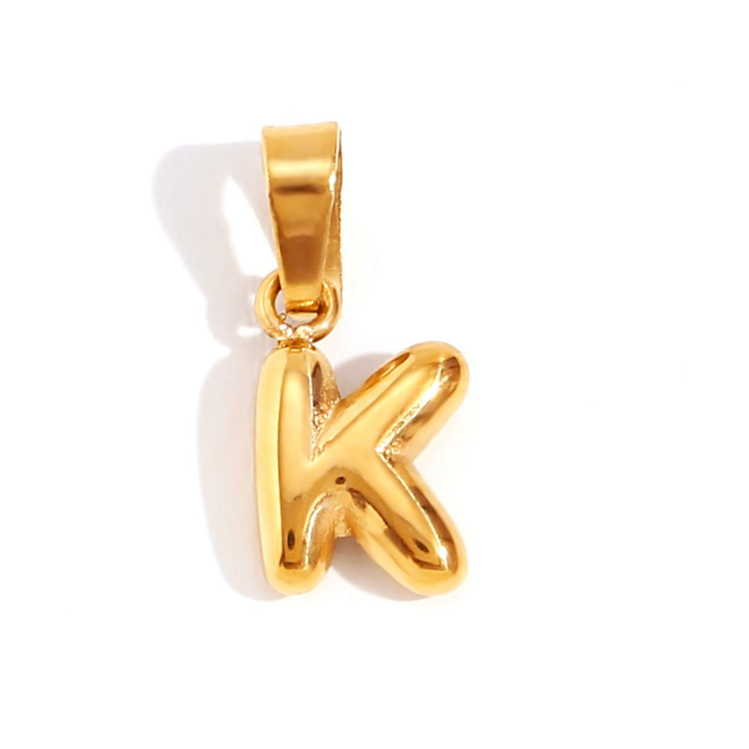 Personalized Bubble Letter Gold Necklace