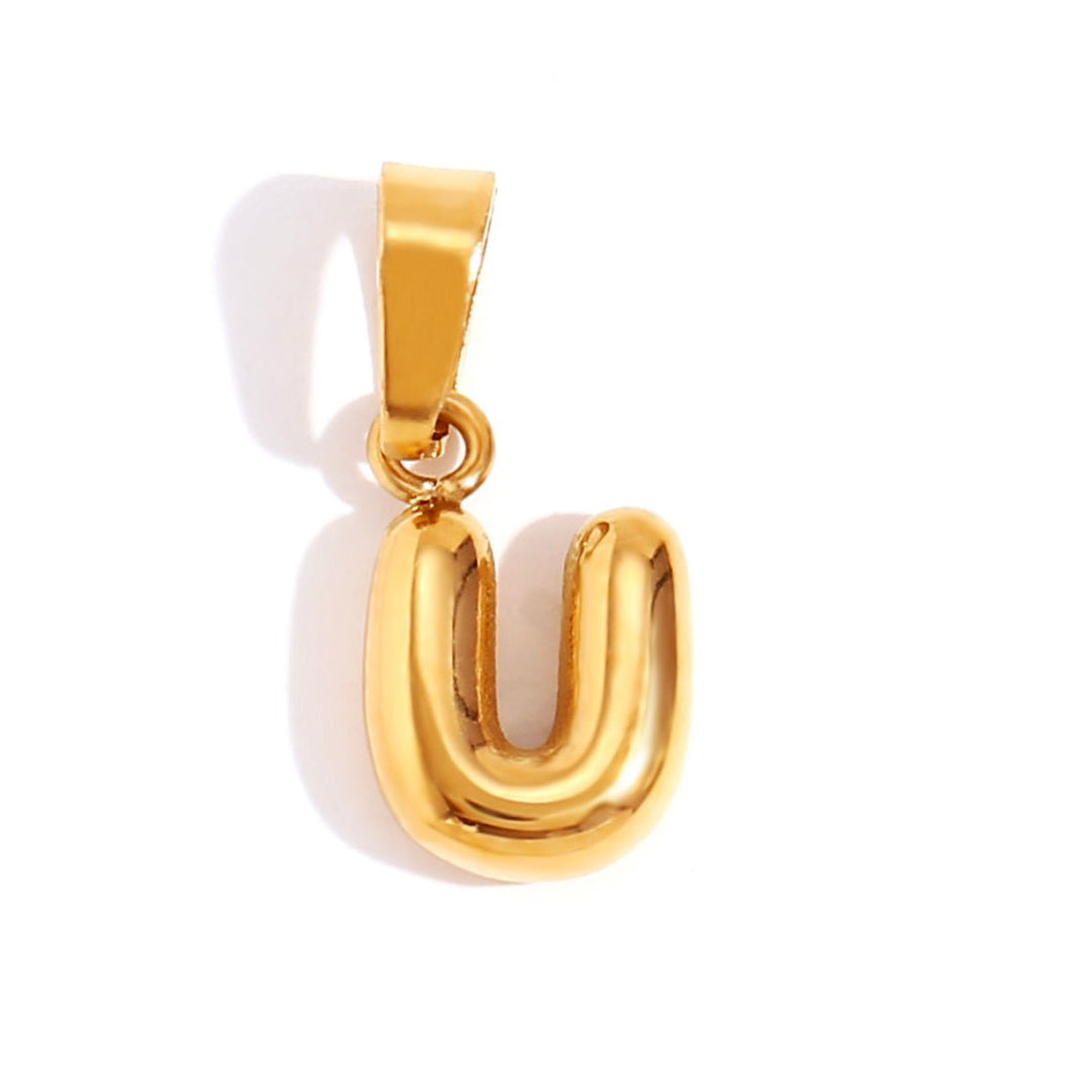Personalized Bubble Letter Gold Necklace