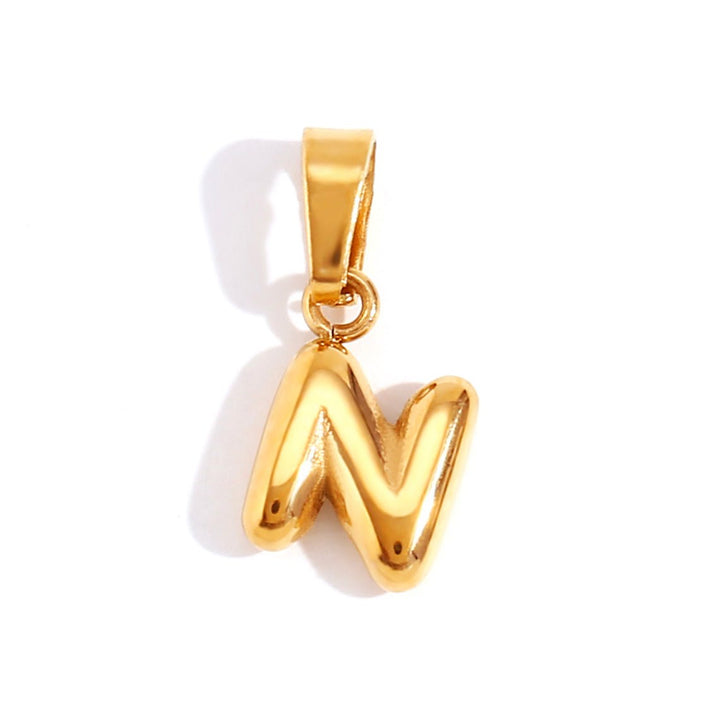 Personalized Bubble Letter Gold Necklace