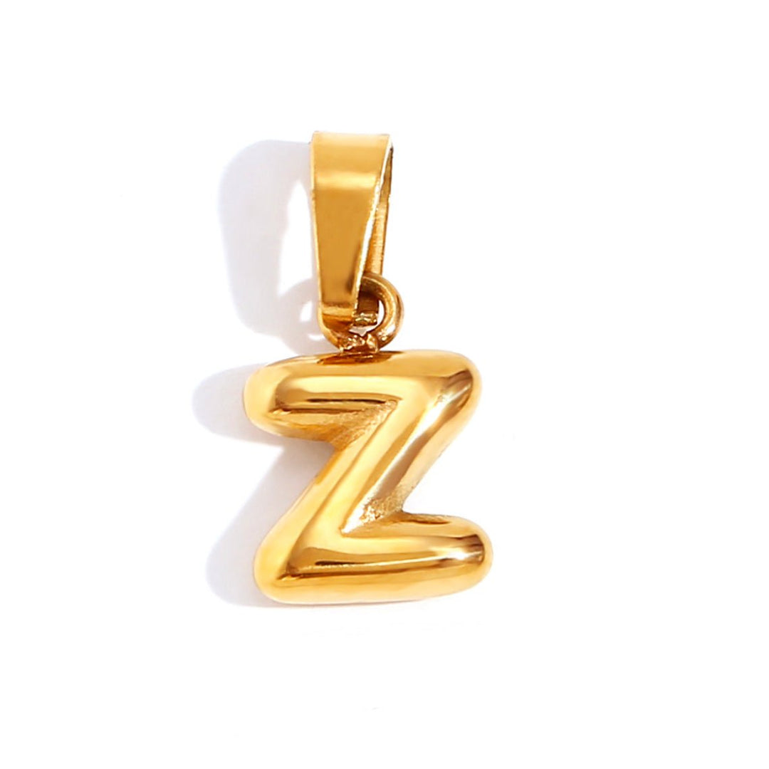 Personalized Bubble Letter Gold Necklace