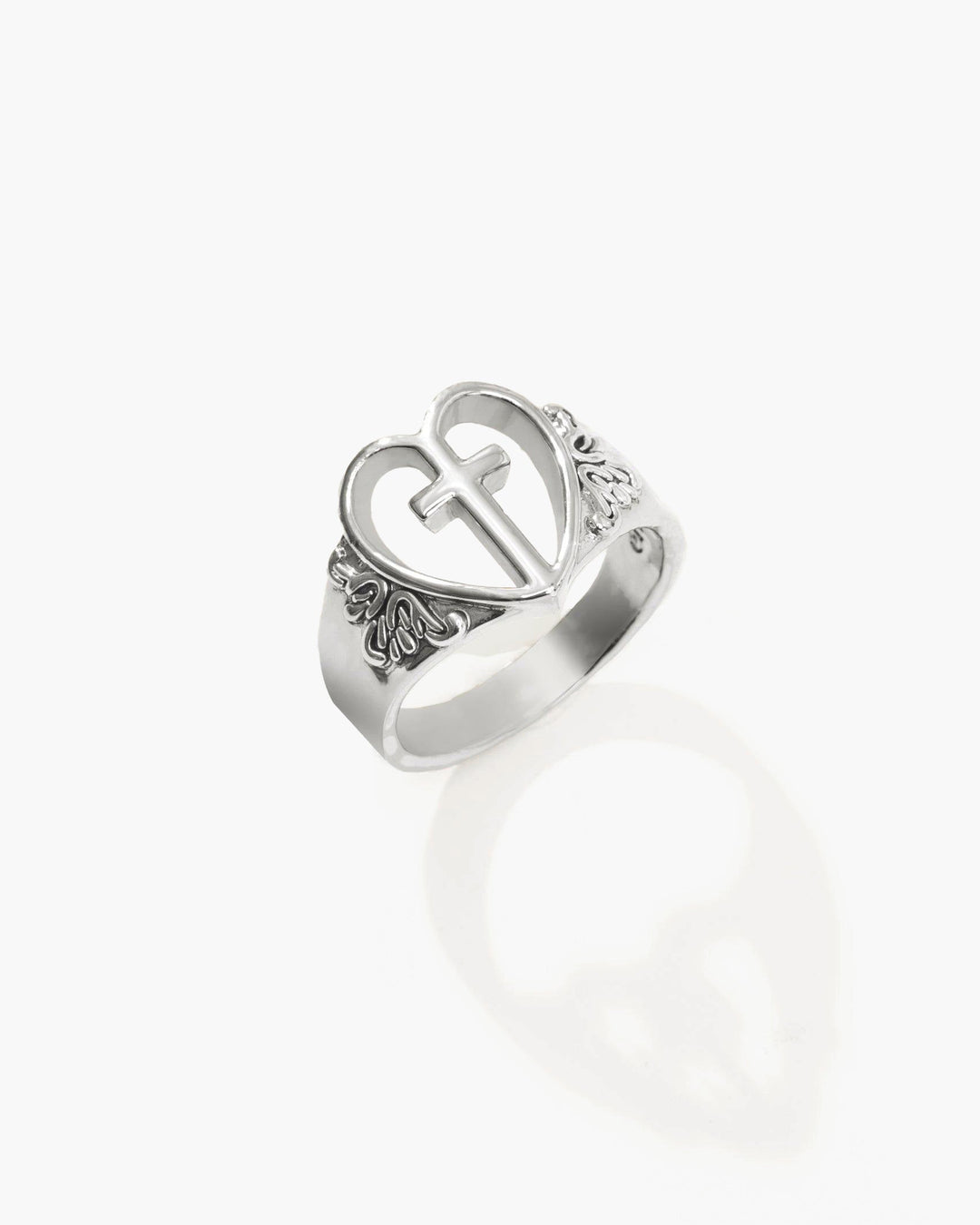 Gold Heart and Cross Ring