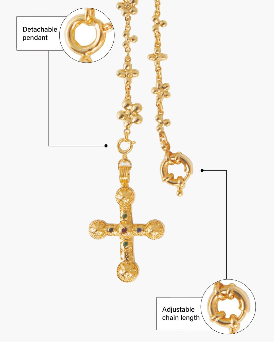 Daisy Molecule Gold Cross Jewelry Set