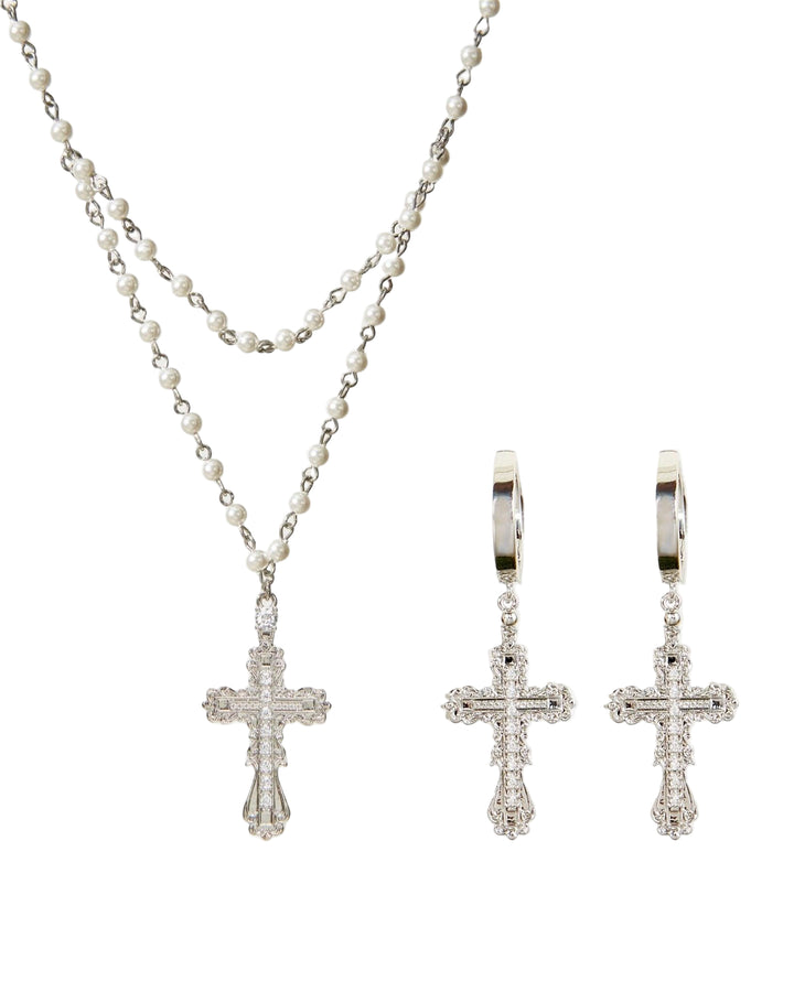 Everette Cross Silver Jewelry Set
