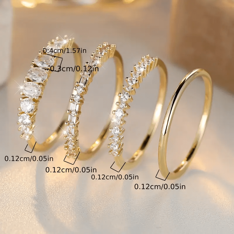 Stackable Zirconia Rings in 14K Gold Plating