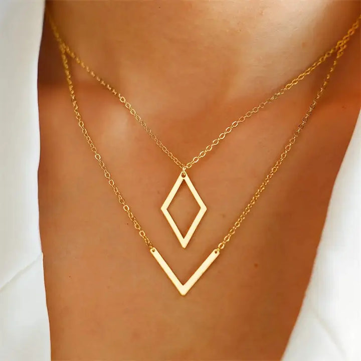 Geometric V Pendant Necklace