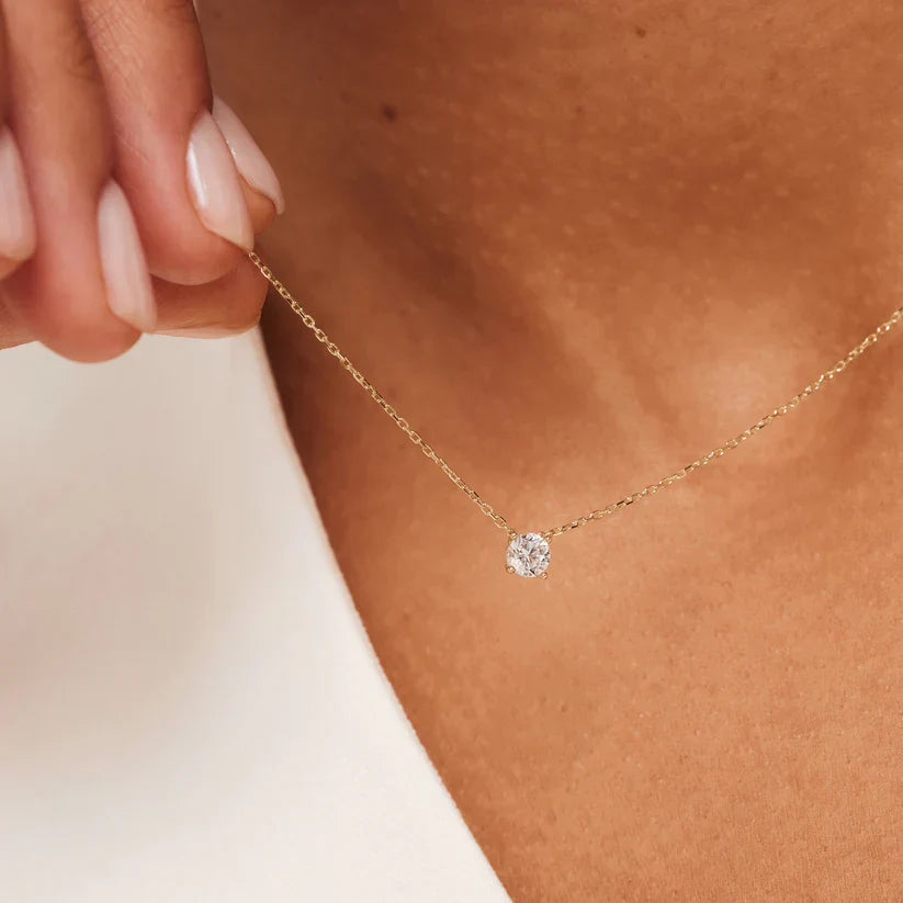 18K Gold Moissanite Necklace