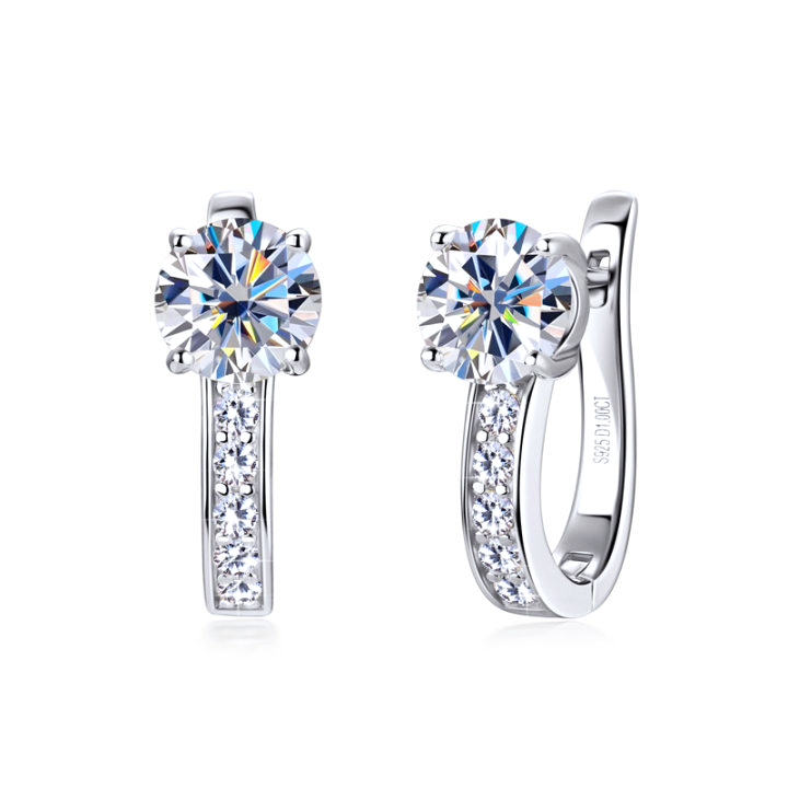 White Gold Moissanite Huggie Earrings