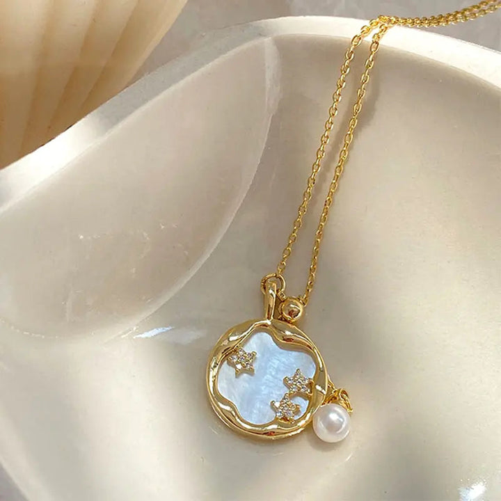 Pearl and Moonstone Gold Necklace