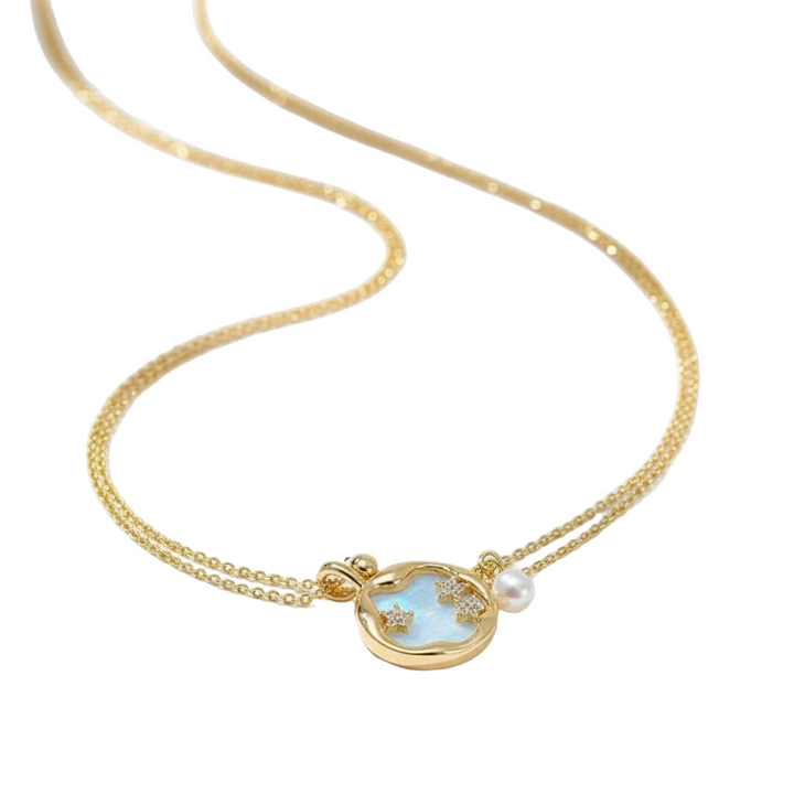 Pearl and Moonstone Gold Necklace