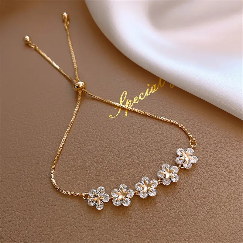 Gold Daisy Crystal Bracelet