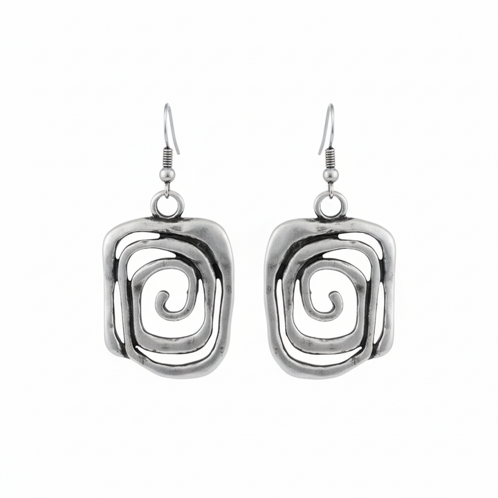 Vintage Silver Spiral Design Earrings