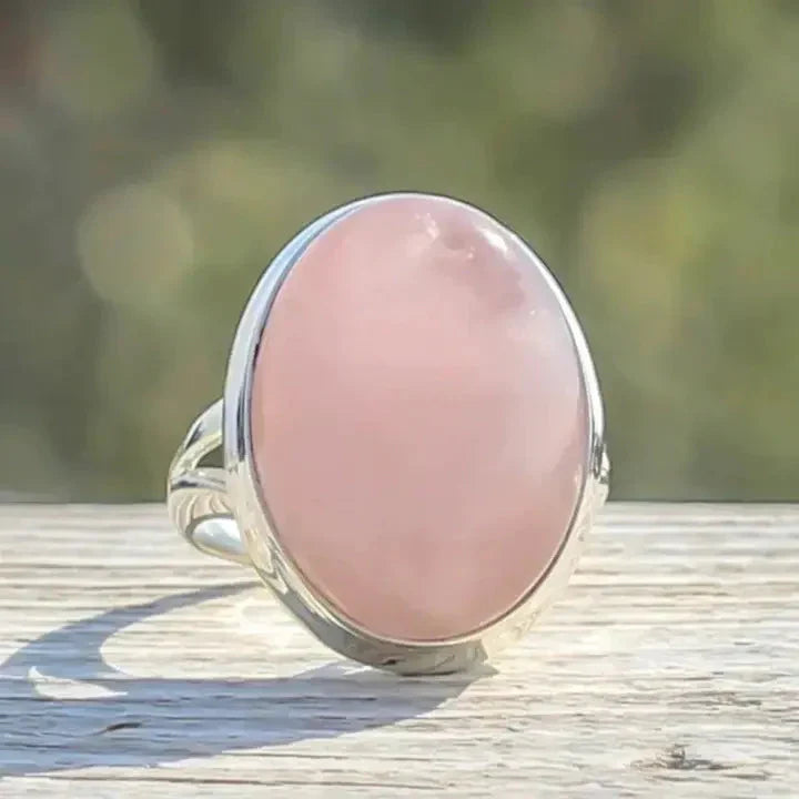 Vintage Silver Rose Quartz Ring