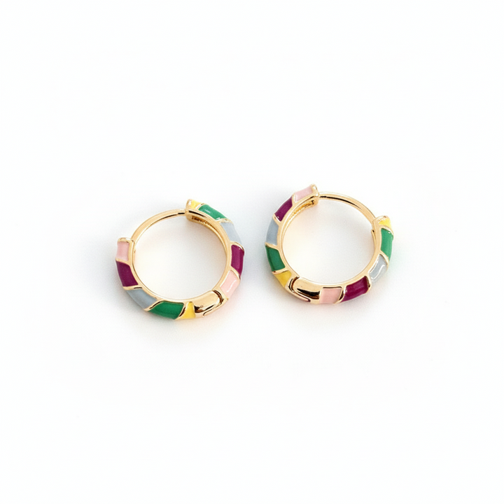Elegant Gold Enamel Earrings