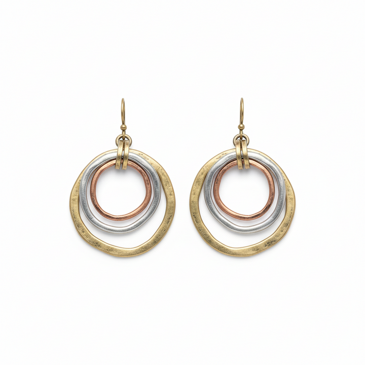 Retro Two-Tone Gold & Silver Earrings