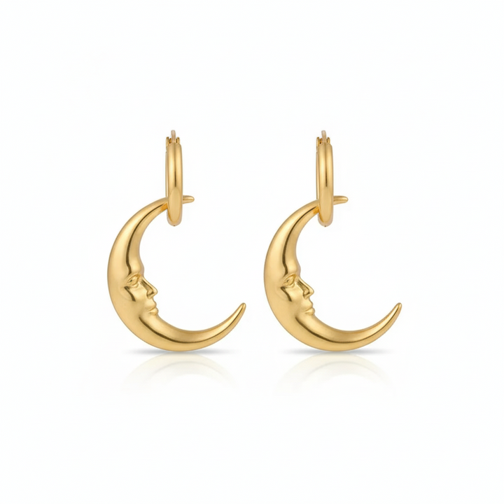 Vintage Moon Gold Earrings