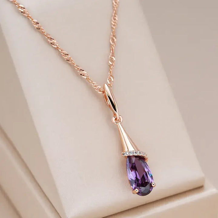 Sophisticated Mauve Crystal Necklace