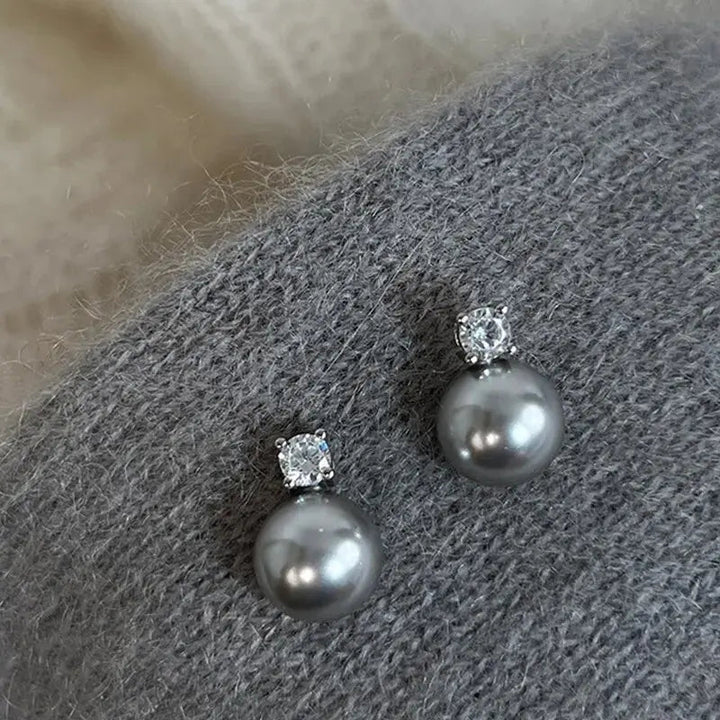 Black Pearl Zirconia Earrings