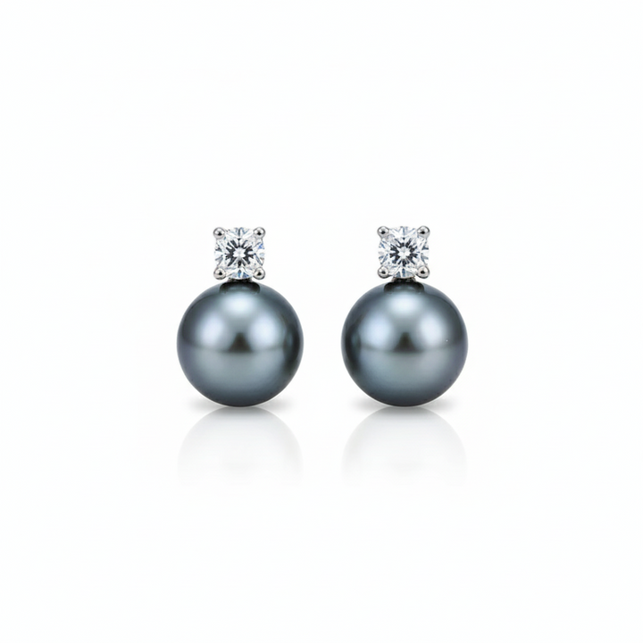 Black Pearl Zirconia Earrings